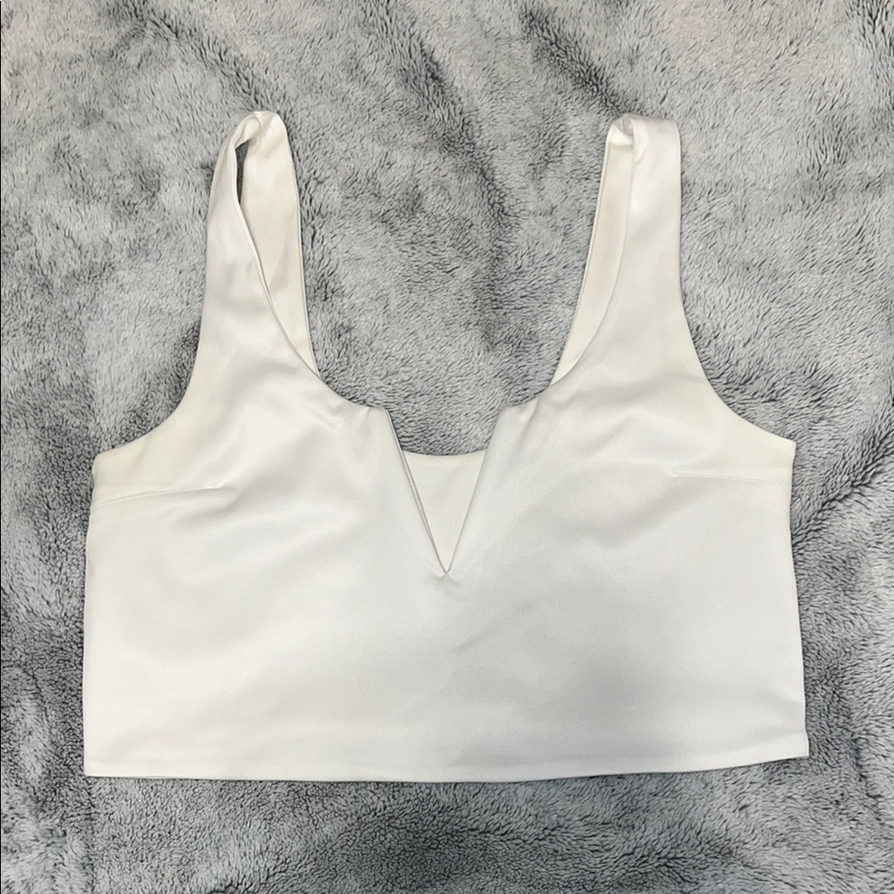 White V-Neck Crop Top
